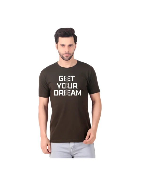 Fabstieve men Solid Round Neck Pure Cotton Brown (Vk-219_Print-45)