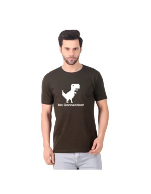 Fabstieve men Solid Round Neck Pure Cotton Brown (Vk-219_Print-47)