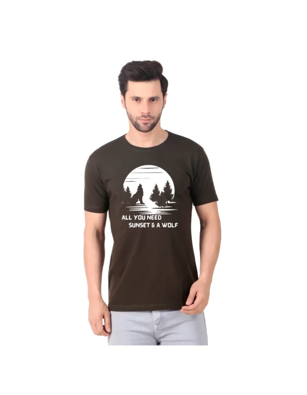 Fabstieve men Solid Round Neck Pure Cotton Brown (Vk-219_Print-49)