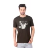 Fabstieve men Solid Round Neck Pure Cotton Brown (Vk-219_Print-109)