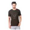Fabstieve men Solid Round Neck Pure Cotton Brown (Vk-219_Print-53)