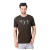 Fabstieve men Solid Round Neck Pure Cotton Brown (Vk-219_Print-57)