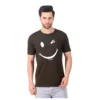 Fabstieve men Solid Round Neck Pure Cotton Brown (Vk-219_Print-6)