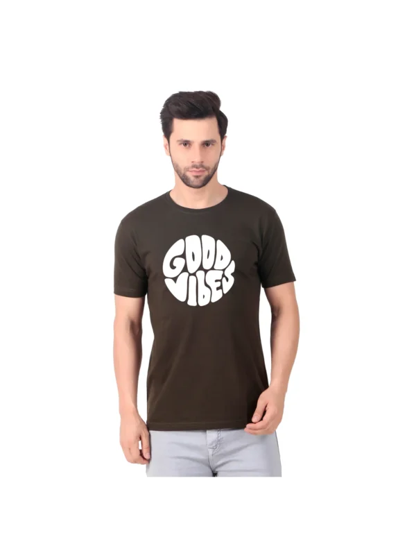 Fabstieve men Solid Round Neck Pure Cotton Brown (Vk-219_Print-61)