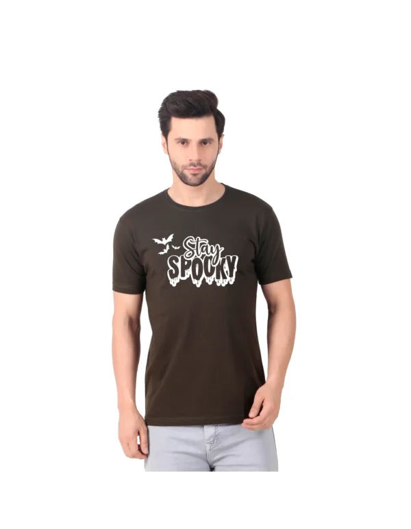 Fabstieve men Solid Round Neck Pure Cotton Brown (Vk-219_Print-71)