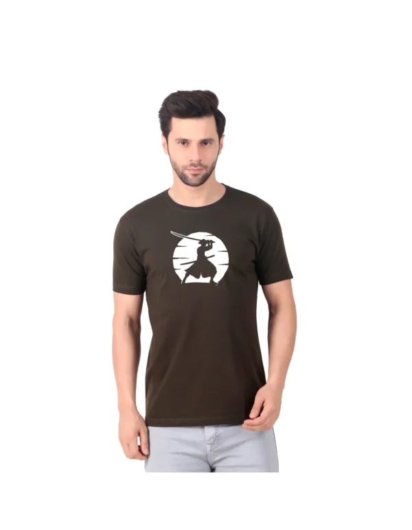 Fabstieve men Solid Round Neck Pure Cotton Brown (Vk-219_Print-73)
