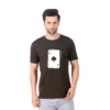 Fabstieve men Solid Round Neck Pure Cotton Brown (Vk-219_Print-111)