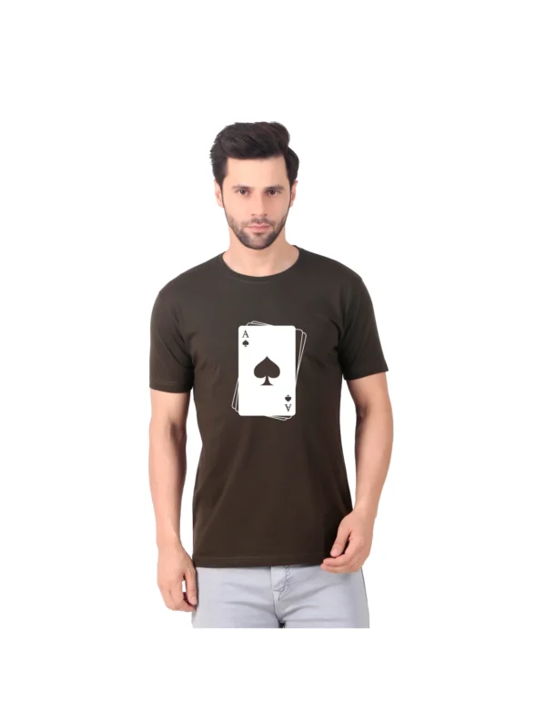 Fabstieve men Solid Round Neck Pure Cotton Brown (Vk-219_Print-111)