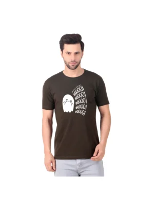 Fabstieve men Solid Round Neck Pure Cotton Brown (Vk-219_Print-81)