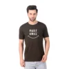 Fabstieve men Solid Round Neck Pure Cotton Brown (Vk-219_Print-87)