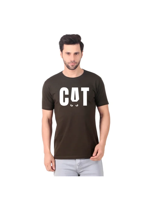 Fabstieve men Solid Round Neck Pure Cotton Brown (Vk-219_Print-93)