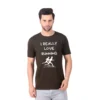 Fabstieve men Solid Round Neck Pure Cotton Brown (Vk-219_Print-124)