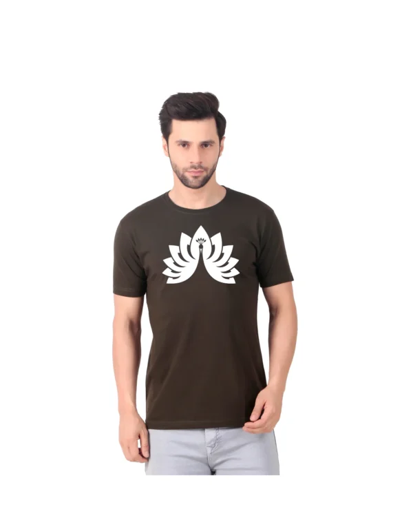 Fabstieve men Solid Round Neck Pure Cotton Brown (Vk-219_Print-126)