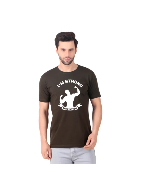 Fabstieve men Solid Round Neck Pure Cotton Brown (Vk-219_Print-133)