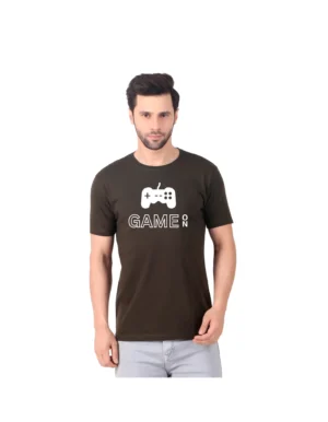 Fabstieve men Solid Round Neck Pure Cotton Brown (Vk-219_Print-141)