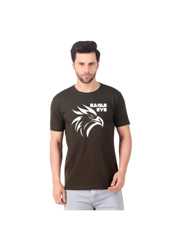 Fabstieve men Solid Round Neck Pure Cotton Brown (Vk-219_Print-150)