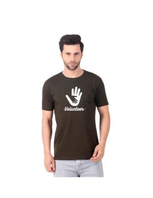 Fabstieve men Solid Round Neck Pure Cotton Brown (Vk-219_Print-154)