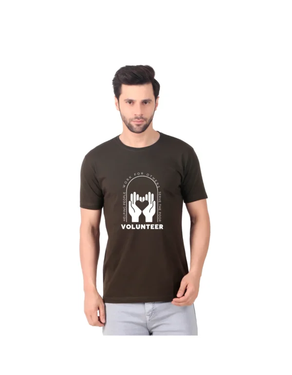 Fabstieve men Solid Round Neck Pure Cotton Brown (Vk-219_Print-156)