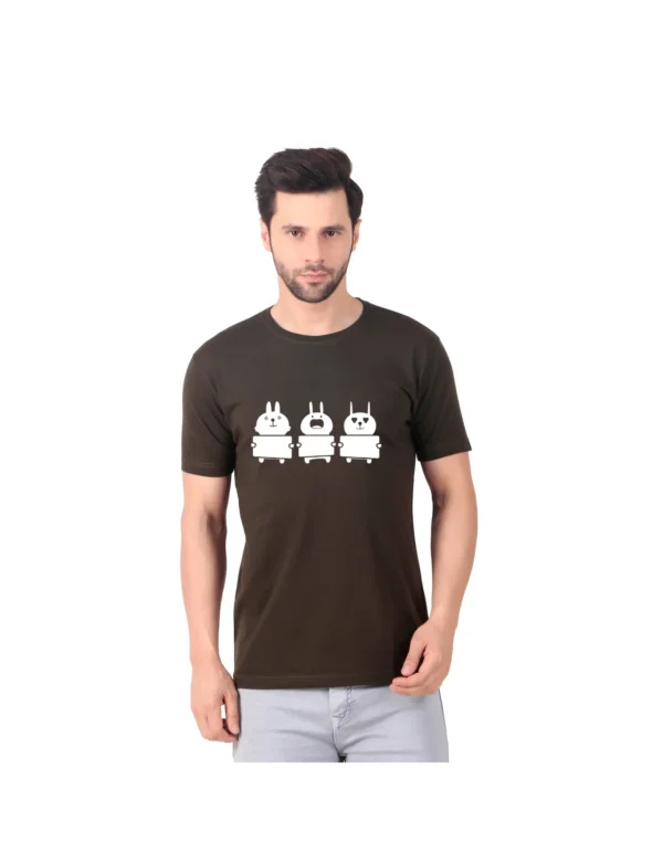 Fabstieve men Solid Round Neck Pure Cotton Brown (Vk-219_Print-157)