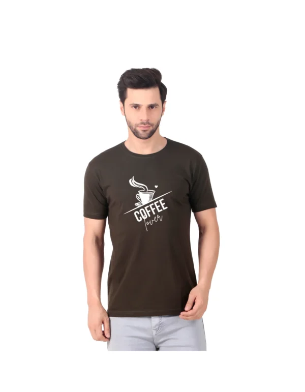 Fabstieve men Solid Round Neck Pure Cotton Brown (Vk-219_Print-158)