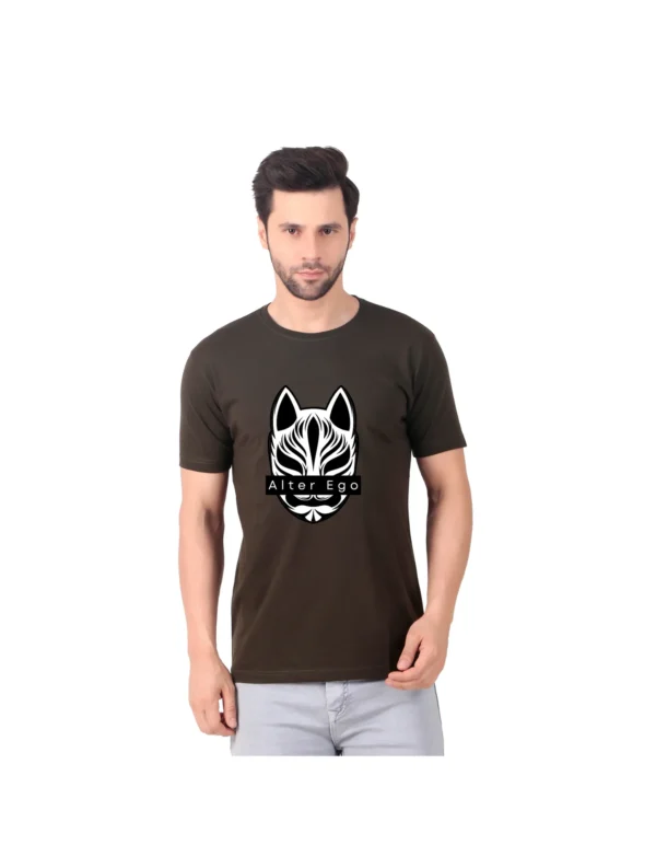 Fabstieve men Solid Round Neck Pure Cotton Brown (Vk-219_Print-161)