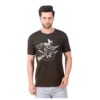 Fabstieve men Solid Round Neck Pure Cotton Brown (Vk-219_Print-18)
