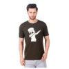 Fabstieve men Solid Round Neck Pure Cotton Brown (Vk-219_Print-2)