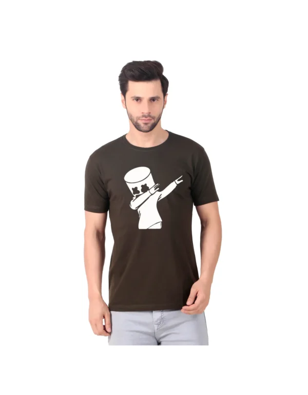 Fabstieve men Solid Round Neck Pure Cotton Brown (Vk-219_Print-2)