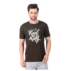 Fabstieve men Solid Round Neck Pure Cotton Brown (Vk-219_Print-28)