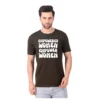 Fabstieve men Solid Round Neck Pure Cotton Brown (Vk-219_Print-29)