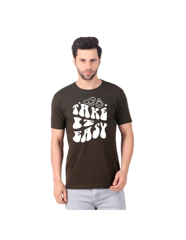 Fabstieve men Solid Round Neck Pure Cotton Brown (Vk-219_Print-38)