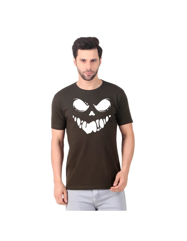 Fabstieve men Solid Round Neck Pure Cotton Brown (Vk-219_Print-4)