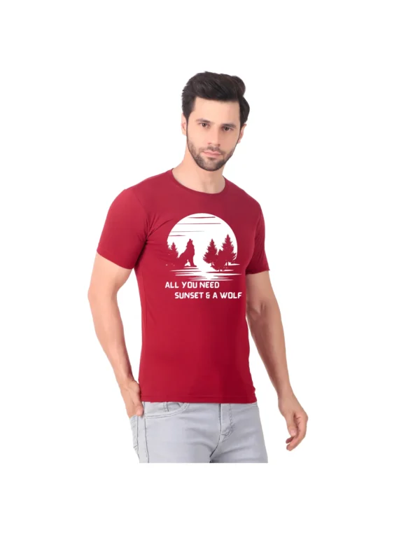 Fabstieve men Solid Round Neck Pure Cotton Brown (Vk-219_Print-49)
