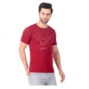 Fabstieve men Solid Round Neck Pure Cotton Brown (Vk-219_Print-53)