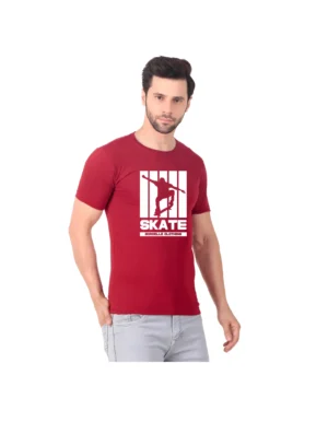 Fabstieve men Solid Round Neck Pure Cotton Brown (Vk-219_Print-54)