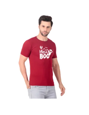 Fabstieve men Solid Round Neck Pure Cotton Brown (Vk-219_Print-59)