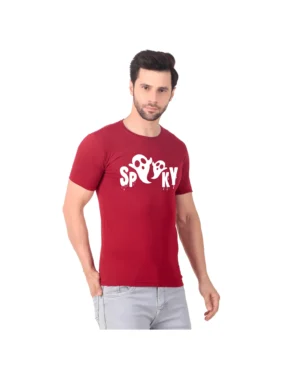 Fabstieve men Solid Round Neck Pure Cotton Brown (Vk-219_Print-80)