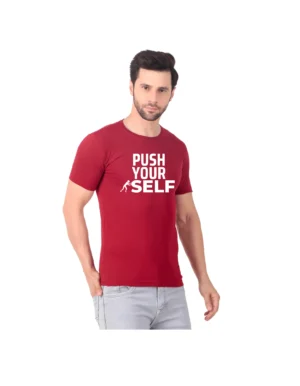 Fabstieve men Solid Round Neck Pure Cotton Brown (Vk-219_Print-85)