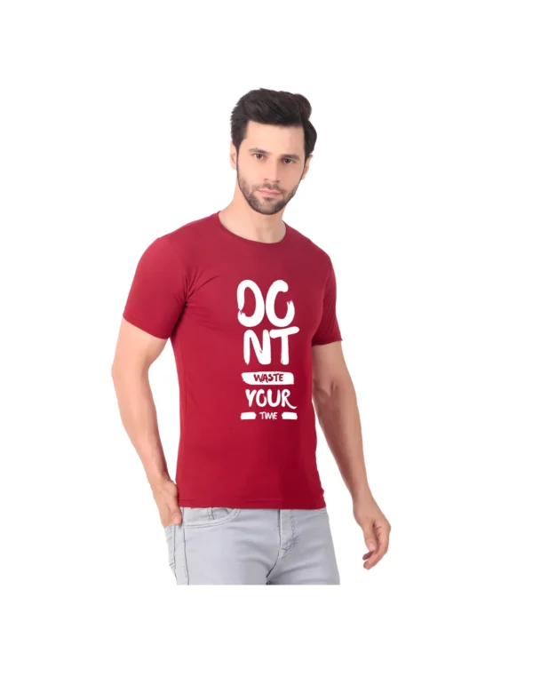 Fabstieve men Solid Round Neck Pure Cotton Brown (Vk-219_Print-113)