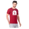Fabstieve men Solid Round Neck Pure Cotton Brown (Vk-219_Print-90)