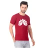 Fabstieve men Solid Round Neck Pure Cotton Brown (Vk-219_Print-126)