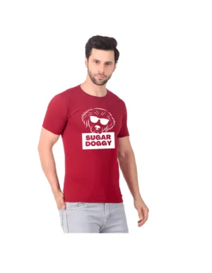 Fabstieve men Solid Round Neck Pure Cotton Brown (Vk-219_Print-131)