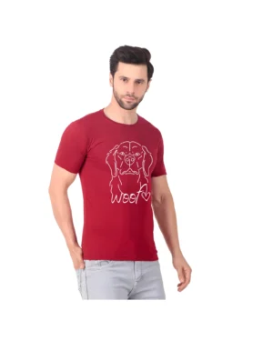 Fabstieve men Solid Round Neck Pure Cotton Brown (Vk-219_Print-138)