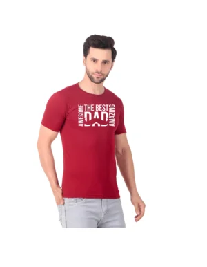 Fabstieve men Solid Round Neck Pure Cotton Brown (Vk-219_Print-149)