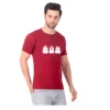 Fabstieve men Solid Round Neck Pure Cotton Brown (Vk-219_Print-157)