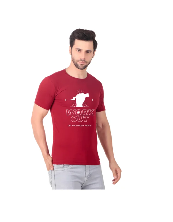 Fabstieve men Solid Round Neck Pure Cotton Brown (Vk-219_Print-159)