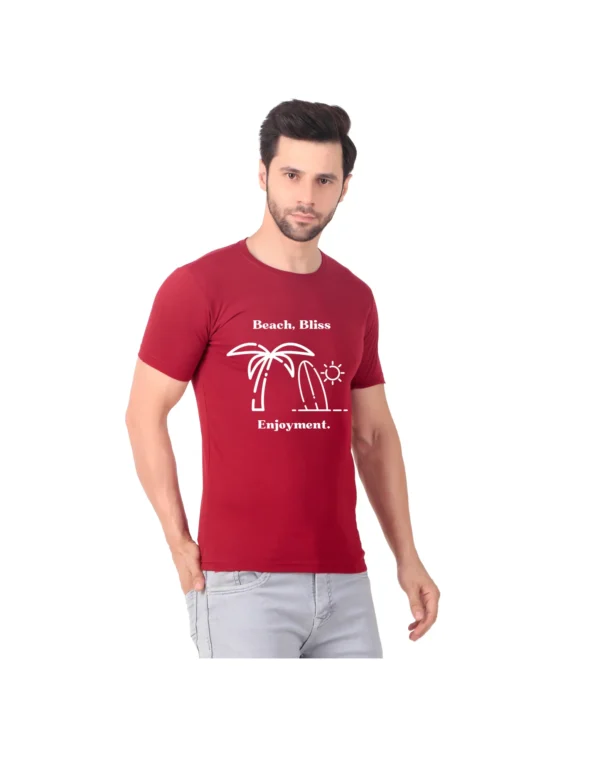 Fabstieve men Solid Round Neck Pure Cotton Brown (Vk-219_Print-106)
