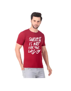 Fabstieve men Solid Round Neck Pure Cotton Brown (Vk-219_Print-21)