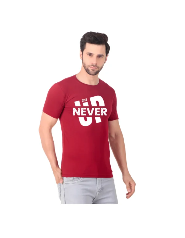 Fabstieve men Solid Round Neck Pure Cotton Brown (Vk-219_Print-32)