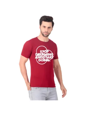 Fabstieve men Solid Round Neck Pure Cotton Brown (Vk-219_Print-37)